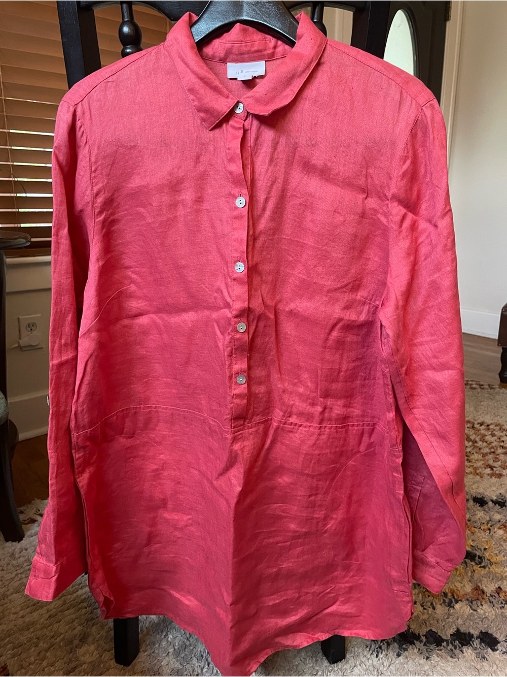 J. Jill Coral Button-Front Linen Tunic